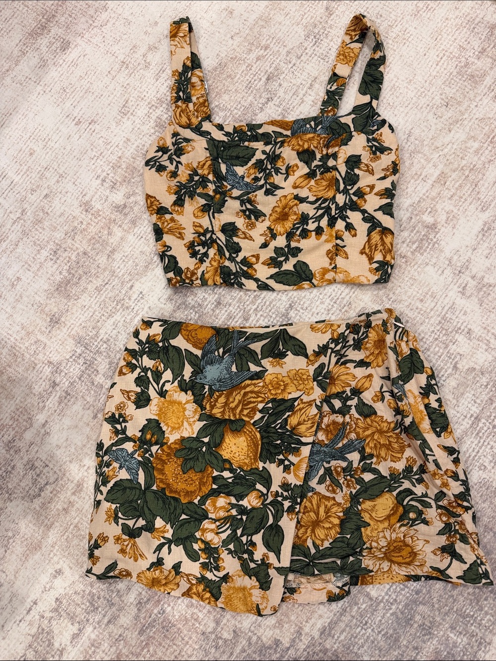 Floral Two-Piece Crop Top & Skort Set